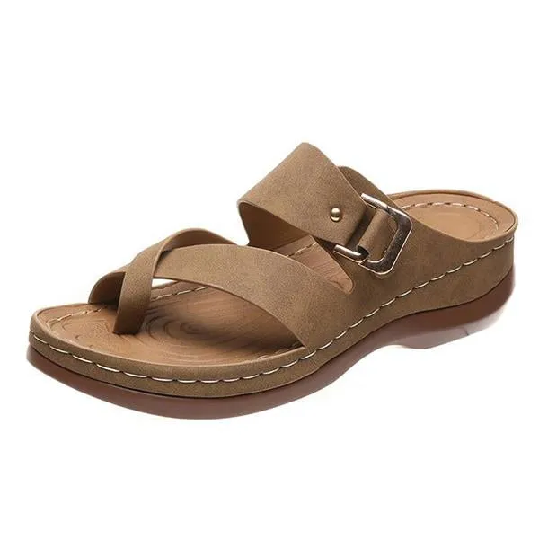 Women's Heart-Cultivating Flat Wedge Slip-on Slippers 85765782C