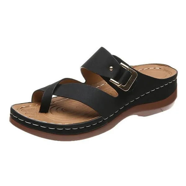 Women's Heart-Cultivating Flat Wedge Slip-on Slippers 85765782C