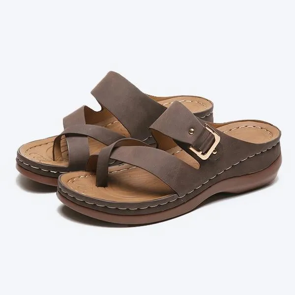Women's Heart-Cultivating Flat Wedge Slip-on Slippers 85765782C