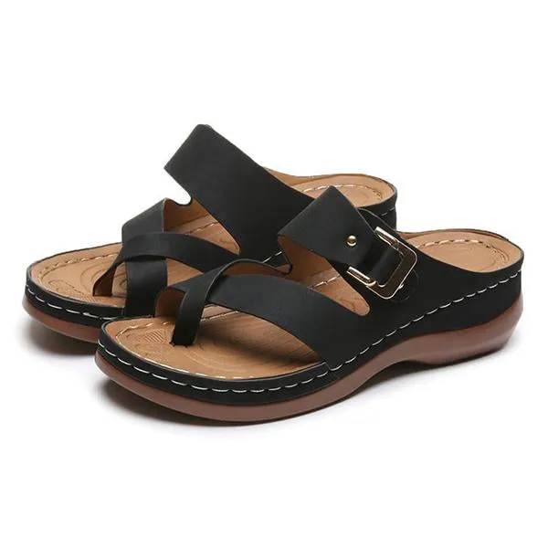 Women's Heart-Cultivating Flat Wedge Slip-on Slippers 85765782C