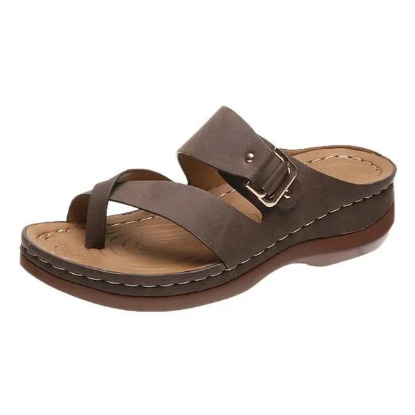 Women's Heart-Cultivating Flat Wedge Slip-on Slippers 85765782C