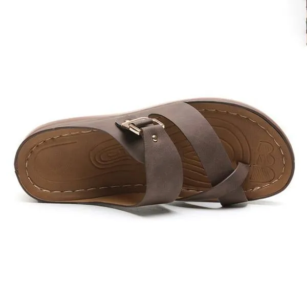 Women's Heart-Cultivating Flat Wedge Slip-on Slippers 85765782C