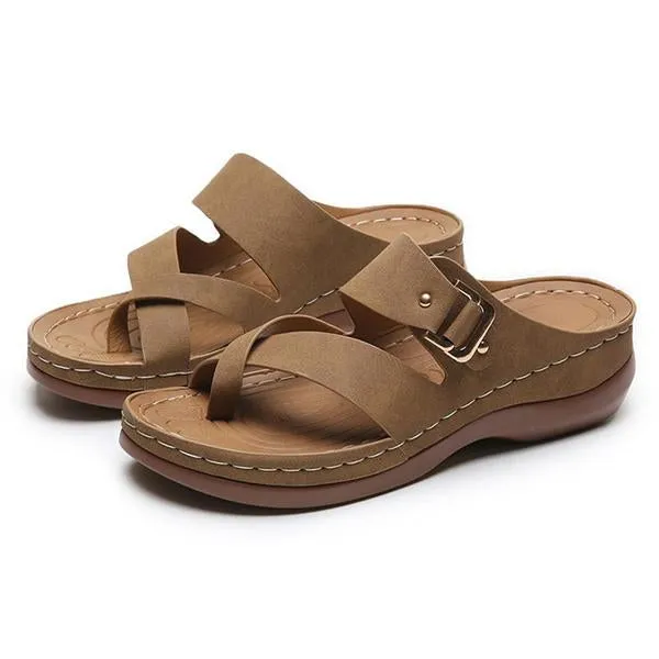 Women's Heart-Cultivating Flat Wedge Slip-on Slippers 85765782C