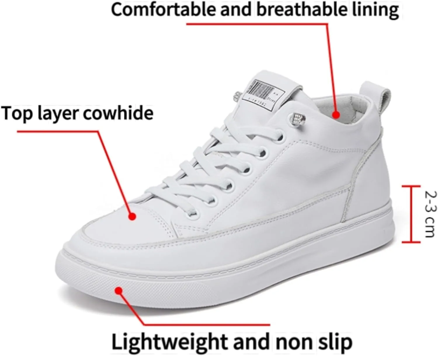 Women's Soft Microfiber Leather White Sneakers High Top Lace-Up Casual Tennis Shoes