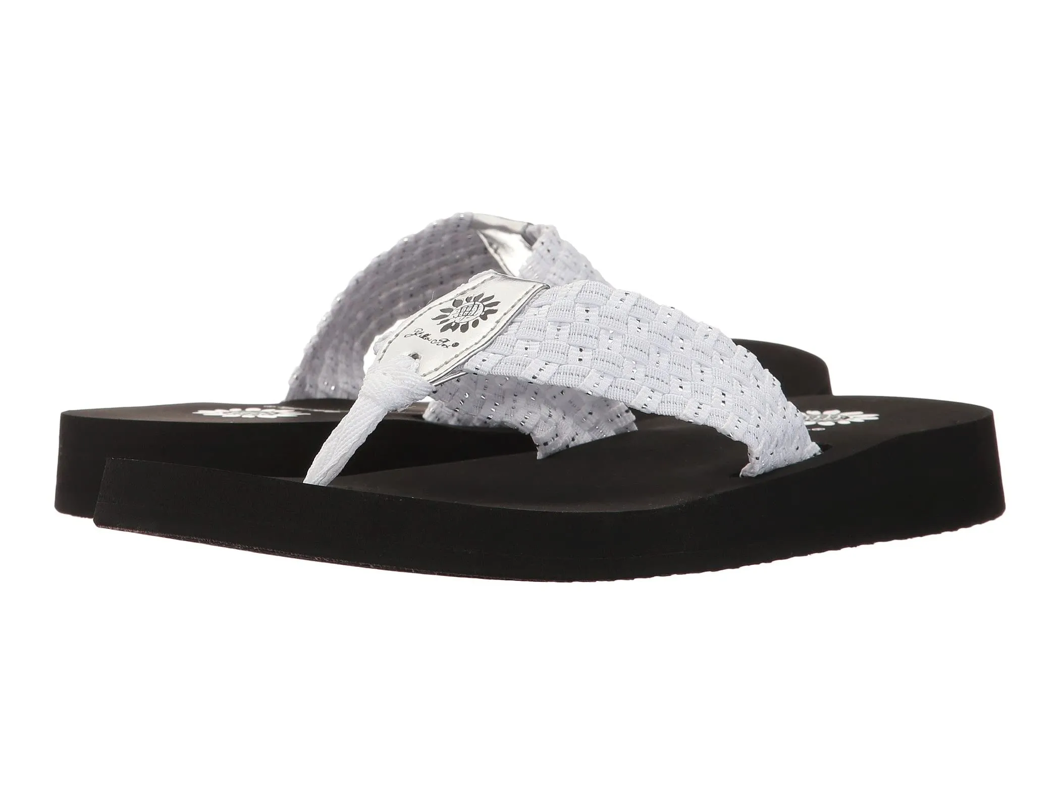 Yellow Box Soleil Easy slip-on Thong Wedge Sandals White Silver