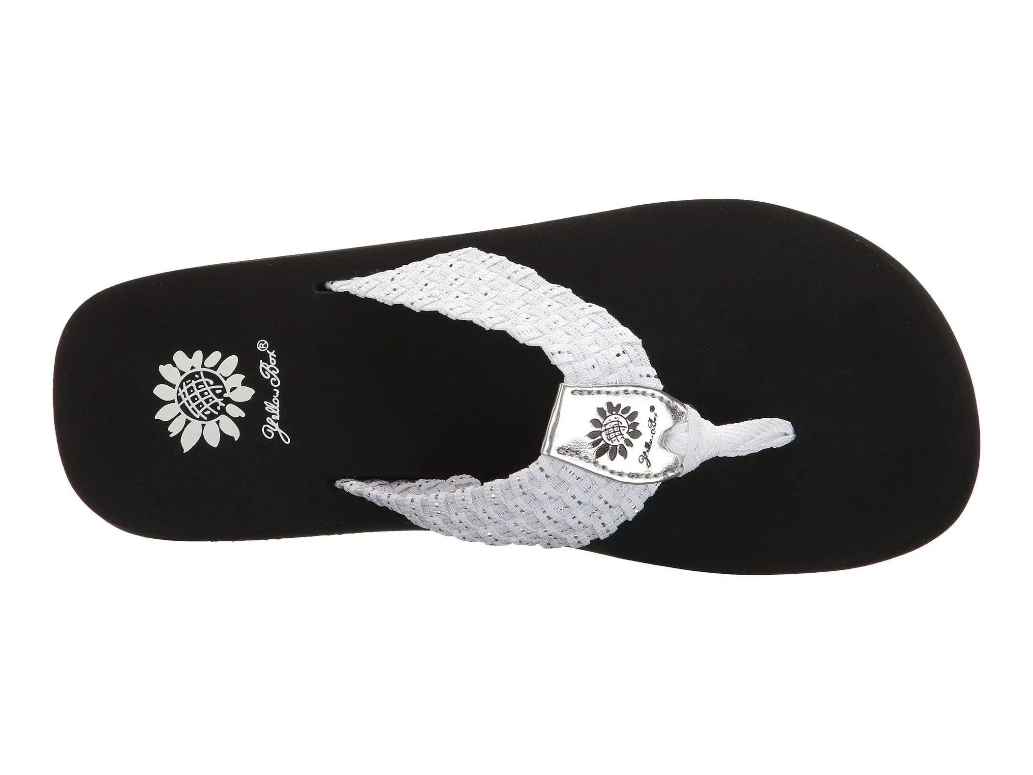 Yellow Box Soleil Easy slip-on Thong Wedge Sandals White Silver