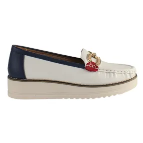 Zanni Ladies Loafers - Pakundia - White/Navy/Red