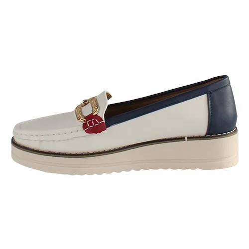 Zanni Ladies Loafers - Pakundia - White/Navy/Red
